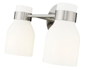 Vanity Fixtures 2 Lamps Corella Vanity Light - Polished Nickel - Opal Shiny Glass - 14in. Wide