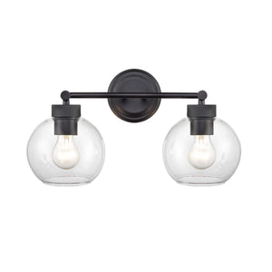 Vanity Fixtures 2 Lamps Jonatan Vanity Light - Matte Black - Clear Glass - 16in. Wide