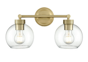 Vanity Fixtures 2 Lamps Jonatan Vanity Light - Vintage Brass - Clear Glass - 16in. Wide