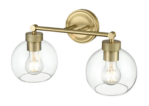 Vanity Fixtures 2 Lamps Jonatan Vanity Light - Vintage Brass - Clear Glass - 16in. Wide