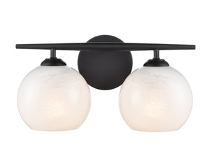 Vanity Fixtures 2 Lamps Kimorra Vanity Light - Matte Black - White Cloud Glass - 15.25in. Wide