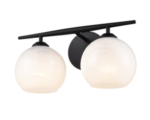 Vanity Fixtures 2 Lamps Kimorra Vanity Light - Matte Black - White Cloud Glass - 15.25in. Wide