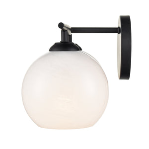 Vanity Fixtures 2 Lamps Kimorra Vanity Light - Matte Black - White Cloud Glass - 15.25in. Wide