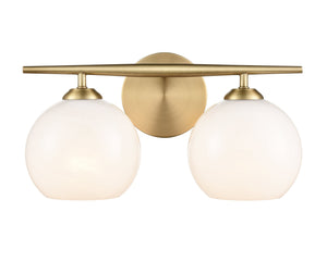 Vanity Fixtures 2 Lamps Kimorra Vanity Light - Vintage Brass - White Cloud Glass - 15.25in. Wide