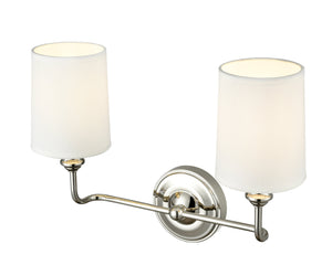 Vanity Fixtures 2 Lamps Leena Vanity Light - Polished Nickel - White Fabric Shade - 15.25in. Wide