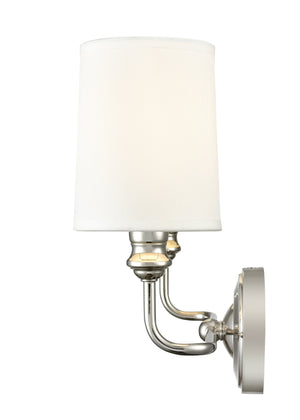 Vanity Fixtures 2 Lamps Leena Vanity Light - Polished Nickel - White Fabric Shade - 15.25in. Wide