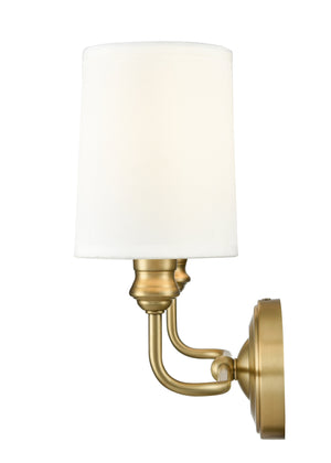 Vanity Fixtures 2 Lamps Leena Vanity Light - Vintage Brass - White Fabric Shade - 15.25in. Wide