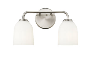 Vanity Fixtures 2 Lamps Norah Vanity Light - Brushed Nickel - Opal Ribbed Glass - 15in. Wide