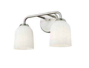 Vanity Fixtures 2 Lamps Norah Vanity Light - Brushed Nickel - Opal Ribbed Glass - 15in. Wide