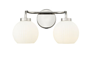 Vanity Fixtures 2 Lamps Oprah Vanity Light - Polished Nickel - Opal Ribbed Glass - 15in. Wide