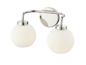 Vanity Fixtures 2 Lamps Oprah Vanity Light - Polished Nickel - Opal Ribbed Glass - 15in. Wide