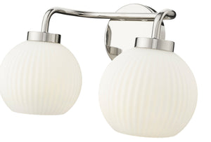 Vanity Fixtures 2 Lamps Oprah Vanity Light - Polished Nickel - Opal Ribbed Glass - 15in. Wide