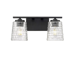 Vanity Fixtures 2 Lamps Saben Vanity Light - Matte Black - Clear Woven Lattice Glass - 15in. Wide