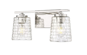 Vanity Fixtures 2 Lamps Saben Vanity Light - Polished Nickel - Clear Woven Lattice Glass - 15in. Wide