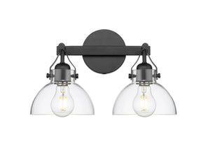 Vanity Fixtures 2 Lamps Vanity Light - Matte Black - Clear Glass - 14.5in. Wide