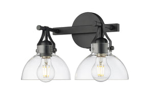 Vanity Fixtures 2 Lamps Vanity Light - Matte Black - Clear Glass - 14.5in. Wide