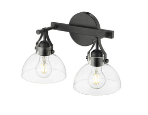 Vanity Fixtures 2 Lamps Vanity Light - Matte Black - Clear Glass - 14.5in. Wide