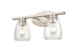 Vanity Fixtures 2 Lamps Vanity Light - Satin Nickel - Clear Glass - 16in. Wide