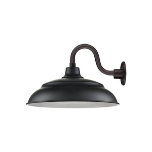 ECO-RLM 20'' Satin Black Aluminum Warehouse Shade With Gooseneck 10'' Long Satin Black Gooseneck Arm