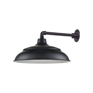 ECO-RLM 20'' Satin Black Aluminum Warehouse Shade With Gooseneck 13'' Long Satin Black Straight Arm