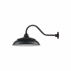 ECO-RLM 20'' Satin Black Aluminum Warehouse Shade With Gooseneck 21 1/2'' Long Satin Black Gooseneck Arm