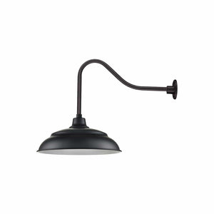 ECO-RLM 20'' Satin Black Aluminum Warehouse Shade With Gooseneck 23'' Long Satin Black Gooseneck Arm