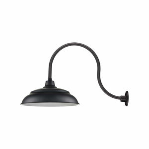 ECO-RLM 20'' Satin Black Aluminum Warehouse Shade With Gooseneck 24'' Long Satin Black Gooseneck Arm