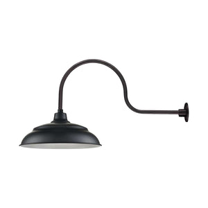 ECO-RLM 20'' Satin Black Aluminum Warehouse Shade With Gooseneck 30'' Long Satin Black Gooseneck Arm