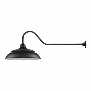 ECO-RLM 20'' Satin Black Aluminum Warehouse Shade With Gooseneck 41'' Long Satin Black Gooseneck Arm