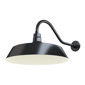 Fovero RLM 21" Satin Black RLM Barn Light Shade With 22" Long Gooseneck Arm