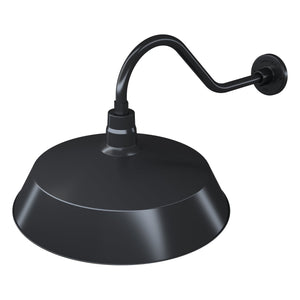 Fovero RLM 21" Satin Black RLM Barn Light Shade With 22" Long Gooseneck Arm