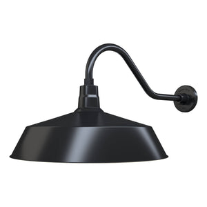 Fovero RLM 21" Satin Black RLM Barn Light Shade With 22" Long Gooseneck Arm