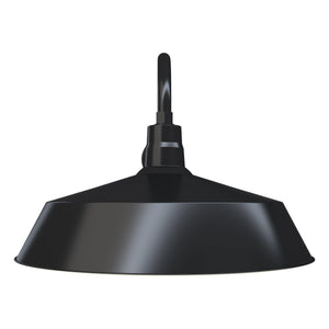 Fovero RLM 21" Satin Black RLM Barn Light Shade With 22" Long Gooseneck Arm