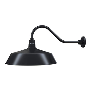 Fovero RLM 21" Satin Black RLM Barn Light Shade With 22" Long Gooseneck Arm