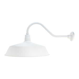 Fovero RLM 21" White RLM Barn Light Shade With 22" Long Gooseneck Arm