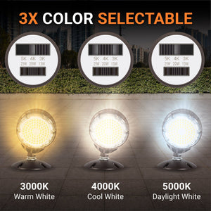 LED Flood Lights 25W/20W/13W LED Bullet Flood Light - 100-277VAC - 3K/4K/5K CCT - NEMA 5H5V Beam Angle - Brown Finish