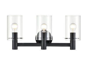 Vanity Fixtures 3 Lamps Apolla Vanity Light - Matte Black - Clear Glass - 24in. Wide