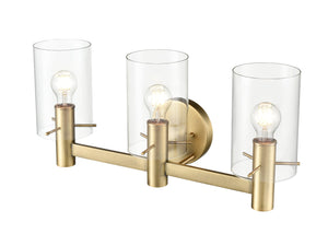 Vanity Fixtures 3 Lamps Apolla Vanity Light - Vintage Brass - Clear Glass - 24in. Wide