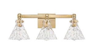 Vanity Fixtures 3 Lamps Barlon Vanity Light - Vintage Brass - Clear Water Glass - 25.5in. Wide