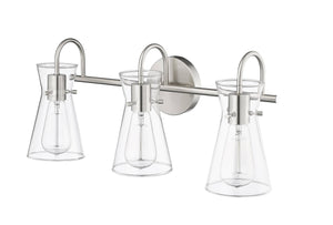 Vanity Fixtures 3 Lamps Camellia Vanity Light - Brushed Nickel - Clear Glass - 22in. Wide