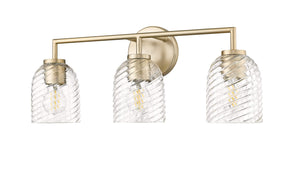 Vanity Fixtures 3 Lamps Catania Vanity Light - Modern Gold - Clear Swirl Glass - 22.8in. Wide