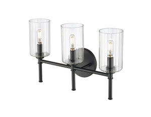 Vanity Fixtures 3 Lamps Chastine Vanity Light - Matte Black - Clear Beveled Glass - 19in. Wide