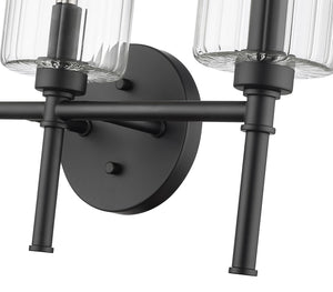 Vanity Fixtures 3 Lamps Chastine Vanity Light - Matte Black - Clear Beveled Glass - 19in. Wide