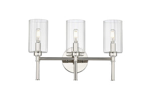 Vanity Fixtures 3 Lamps Chastine Vanity Light - Polished Nickel - Clear Beveled Glass - 19in. Wide