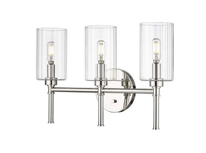 Vanity Fixtures 3 Lamps Chastine Vanity Light - Polished Nickel - Clear Beveled Glass - 19in. Wide