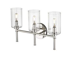 Vanity Fixtures 3 Lamps Chastine Vanity Light - Polished Nickel - Clear Beveled Glass - 19in. Wide