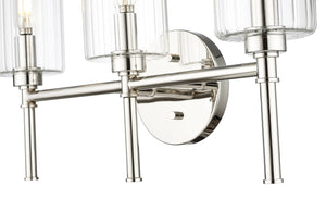 Vanity Fixtures 3 Lamps Chastine Vanity Light - Polished Nickel - Clear Beveled Glass - 19in. Wide