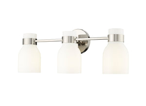 Vanity Fixtures 3 Lamps Corella Vanity Light - Polished Nickel - Opal Shiny Glass - 22.4in. Wide