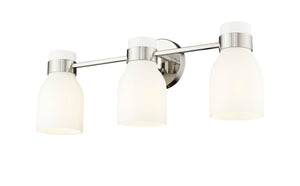 Vanity Fixtures 3 Lamps Corella Vanity Light - Polished Nickel - Opal Shiny Glass - 22.4in. Wide