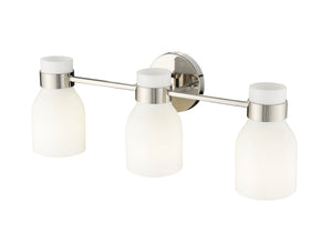 Vanity Fixtures 3 Lamps Corella Vanity Light - Polished Nickel - Opal Shiny Glass - 22.4in. Wide